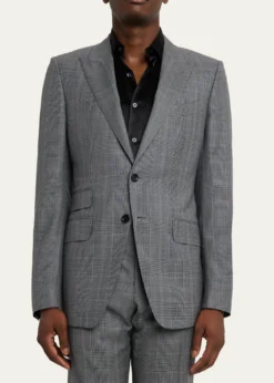 TOM FORDMen's Herringbone Wool Prince of Wales Peak-Lapel Suit