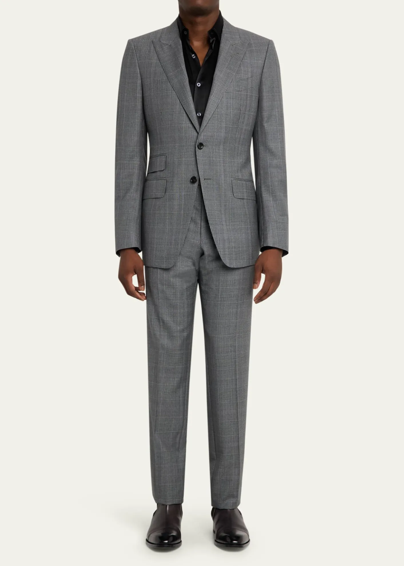 TOM FORDMen's Herringbone Wool Prince of Wales Peak-Lapel Suit