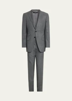TOM FORDMen's Herringbone Wool Prince of Wales Peak-Lapel Suit