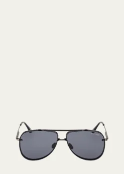 TOM FORDMen's Leon Metal Aviator Sunglasses