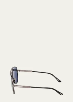 TOM FORDMen's Rupert 02 63mm Metal & Acetate Aviator Sunglasses