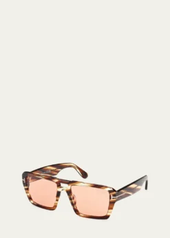 TOM FORDRedford Patterned Acetate Aviator Sunglasses