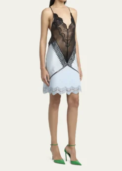 TOM FORDBackless Lace & Leather Mesh Mini Dress