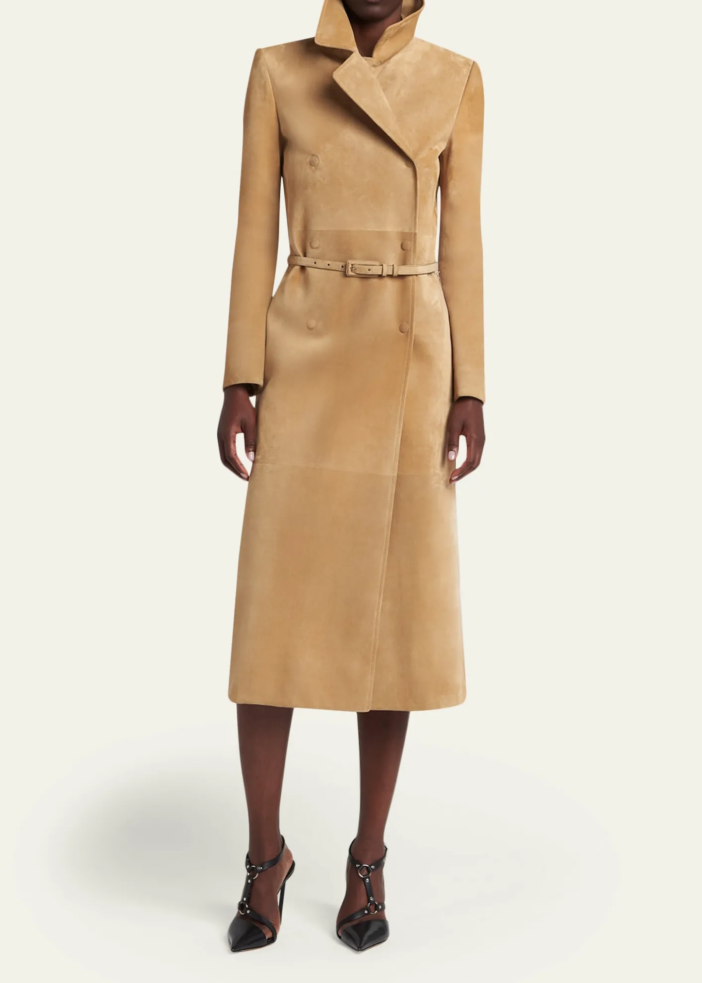 TOM FORDBelted Suede Long Trench Coat
