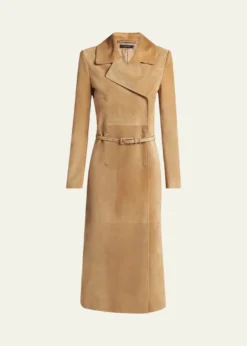 TOM FORDBelted Suede Long Trench Coat