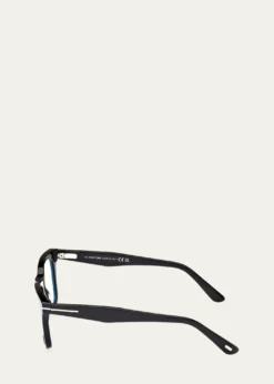 TOM FORDBlue Blocking Acetate Square Glasses With Clip-On Sun Lenses