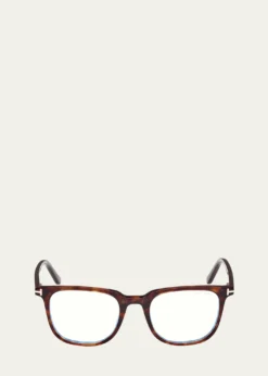 TOM FORDBlue Filtering Acetate Square Glasses With Clip-On Sun Lenses