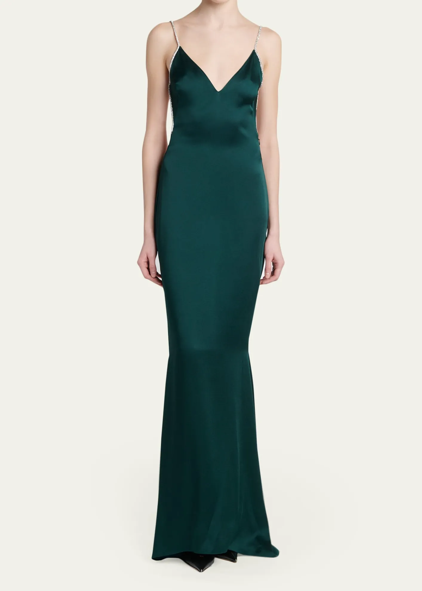 TOM FORDCrystal-Trim Backless Satin Mermaid Gown
