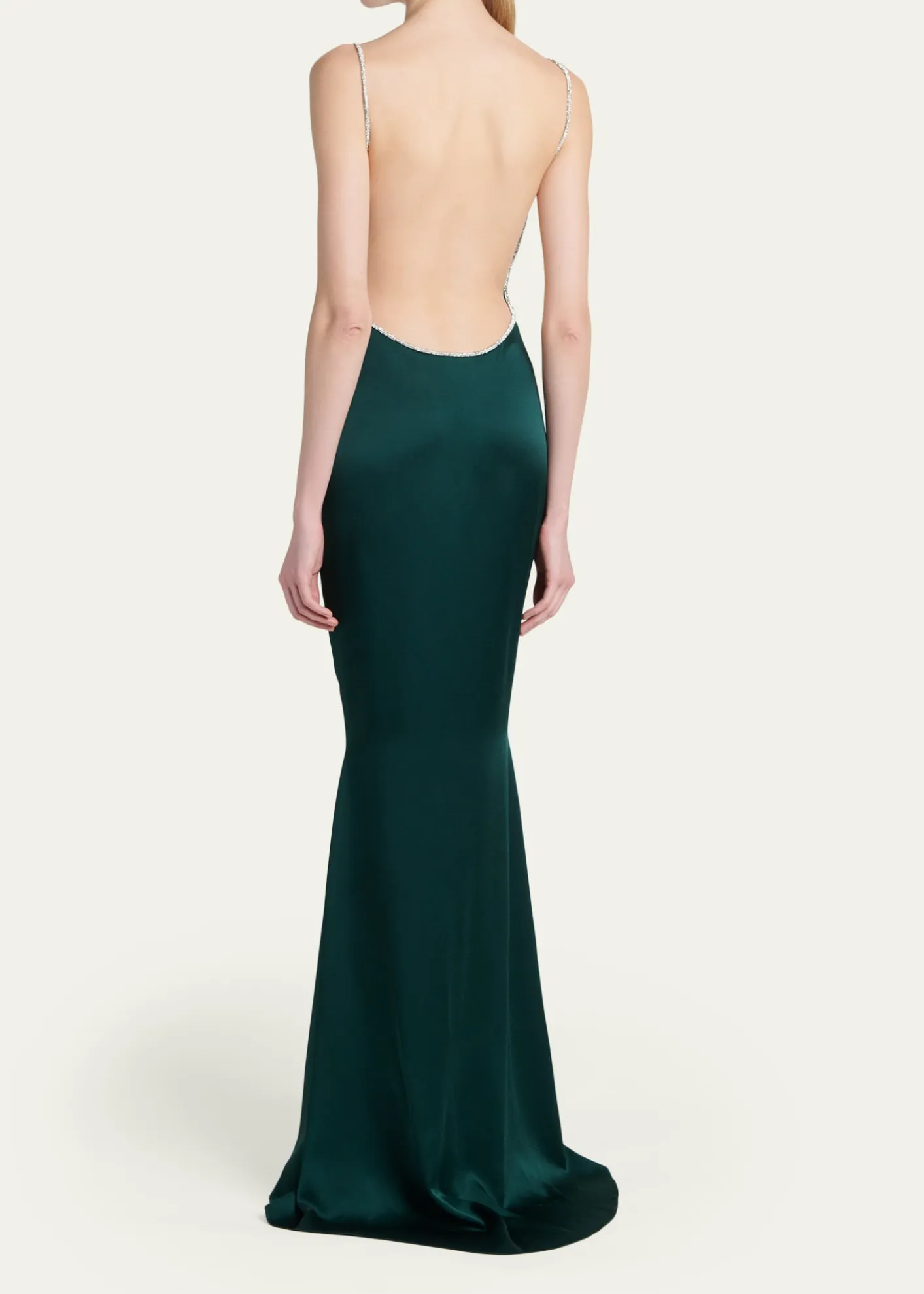 TOM FORDCrystal-Trim Backless Satin Mermaid Gown