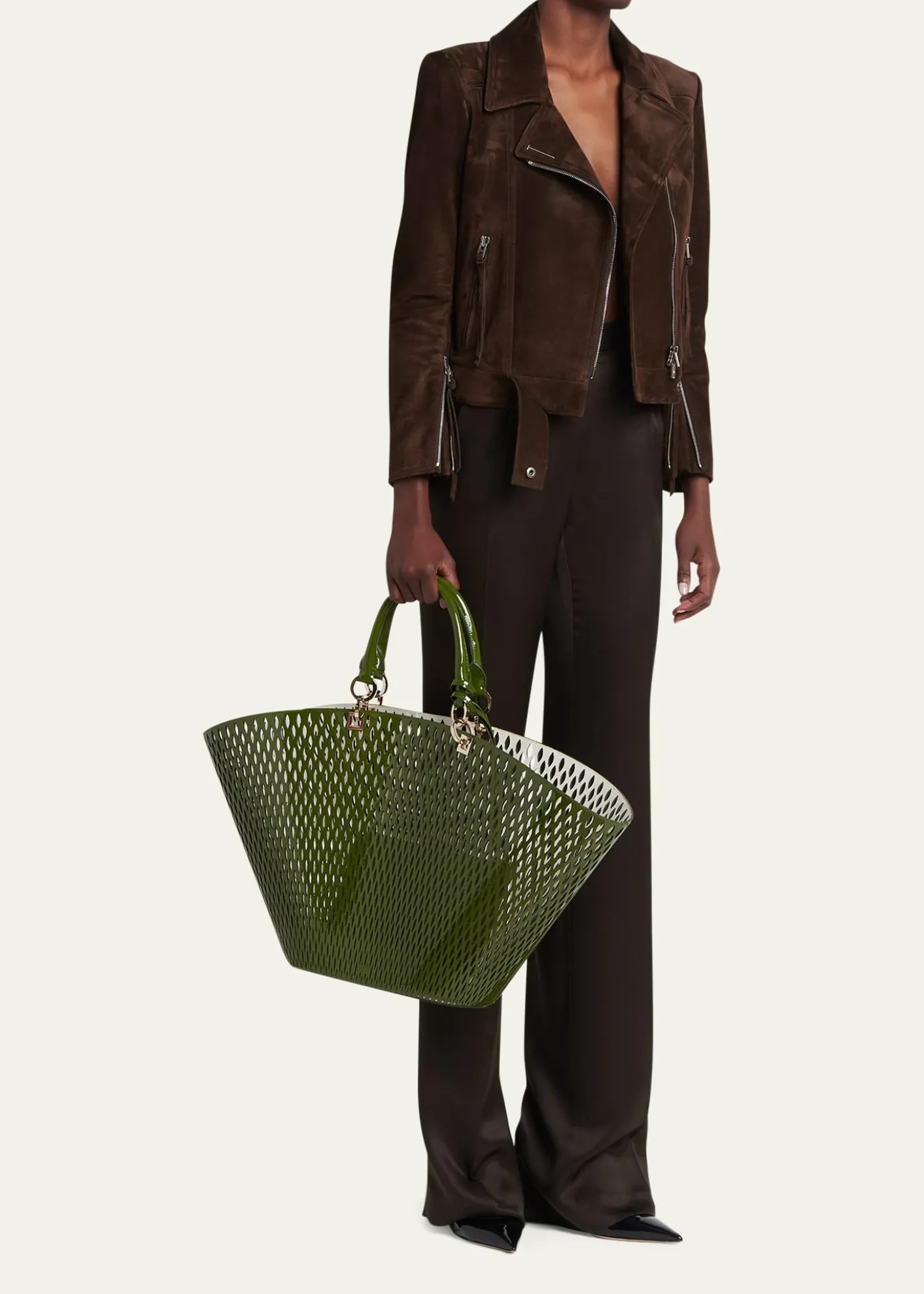 TOM FORDCut Out Patent Leather Large Tote Bag