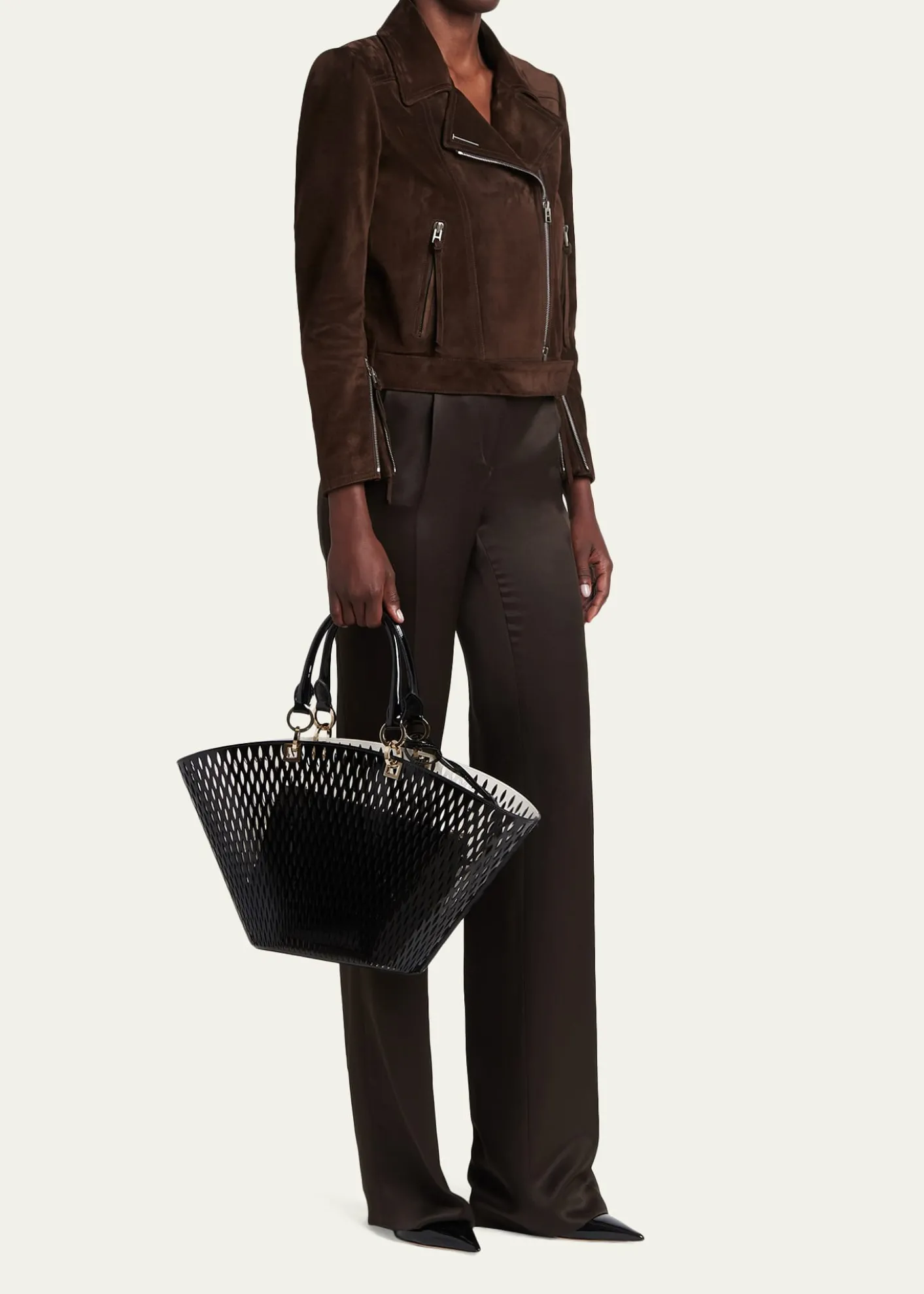 TOM FORDCut Out Patent Leather Medium Tote Bag