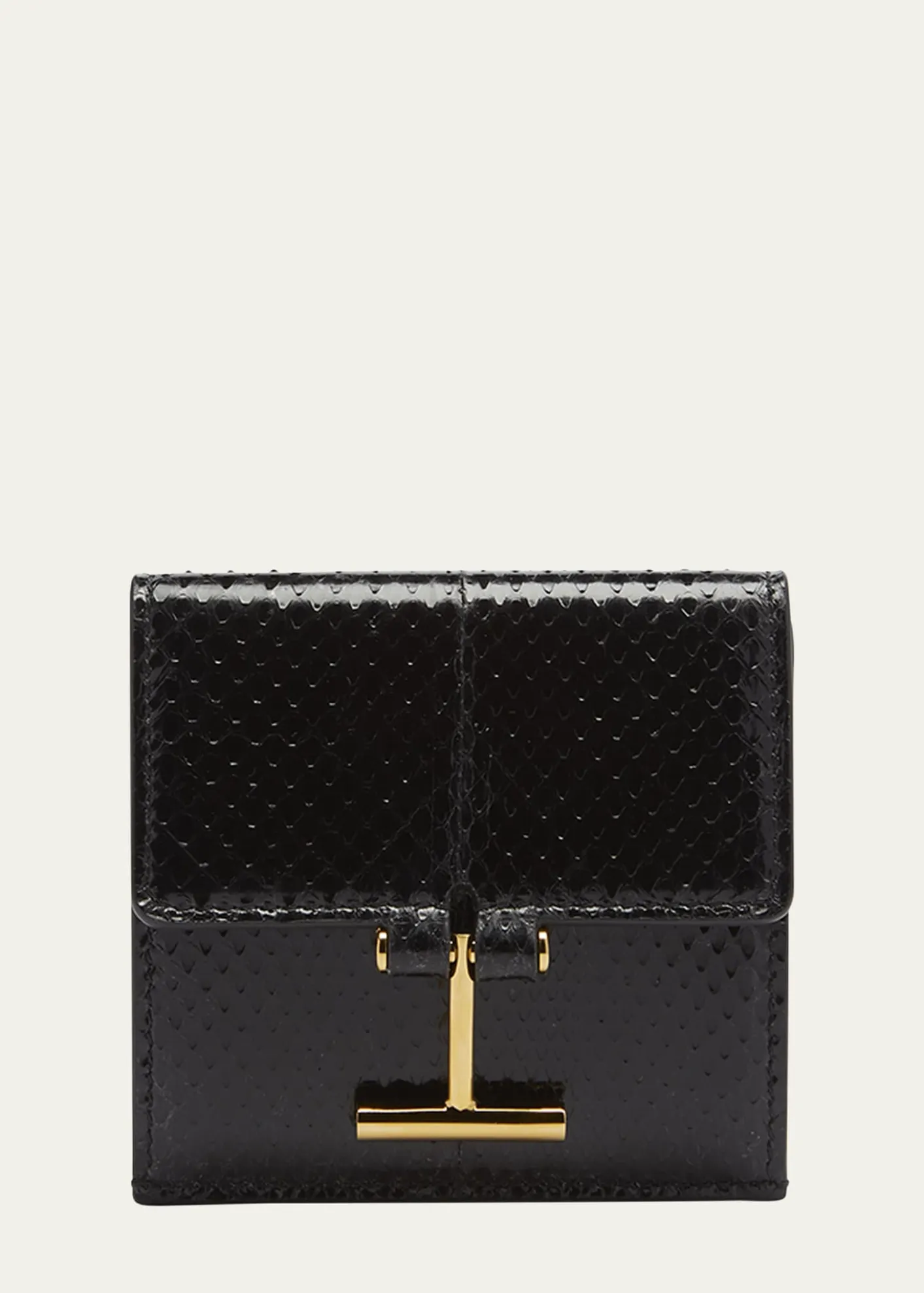 TOM FORDFlap Card Holder in Snake-Embossed Leather