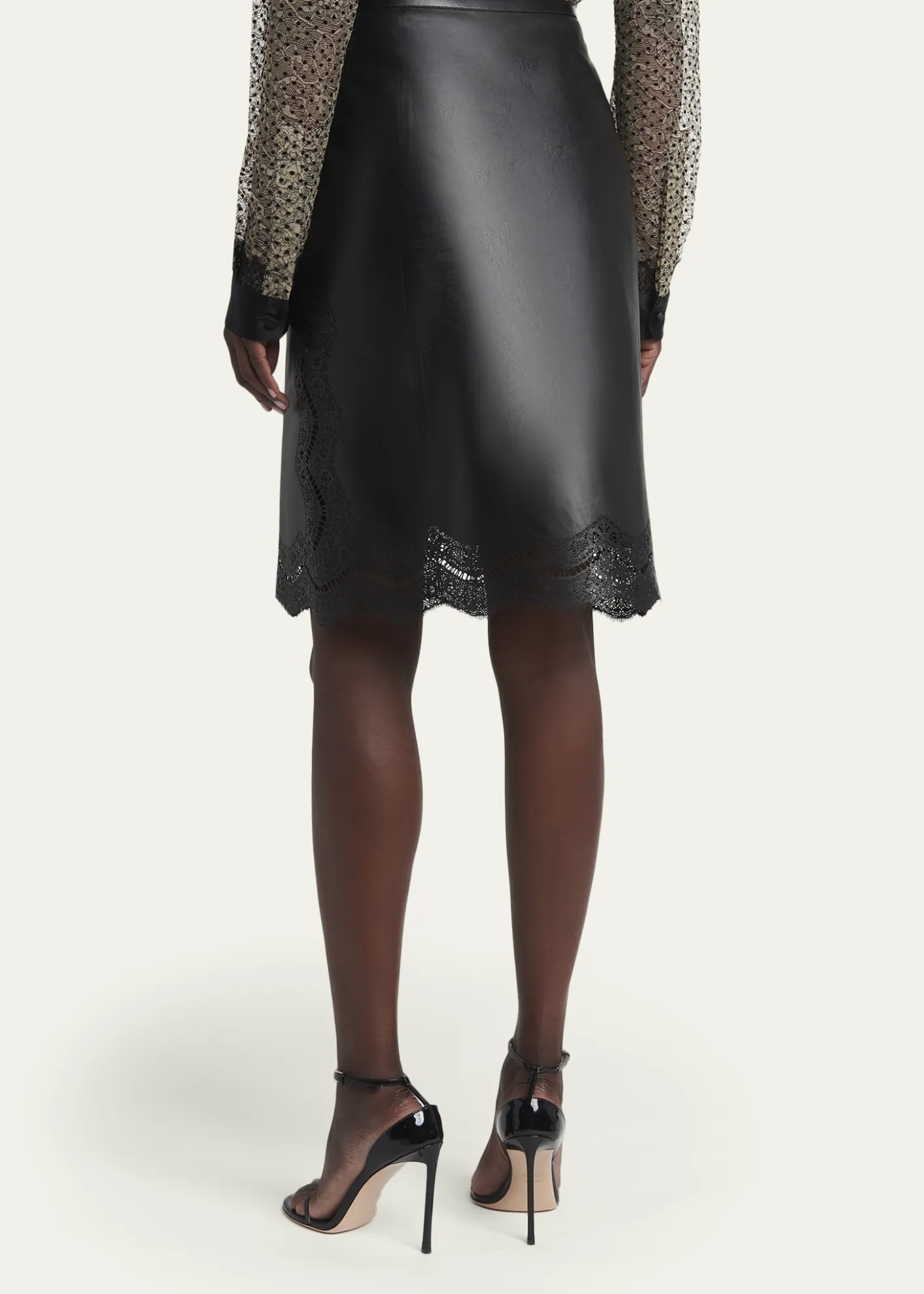 TOM FORDLace Laser-Cut Leather Skirt