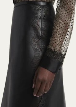 TOM FORDLace Laser-Cut Leather Skirt