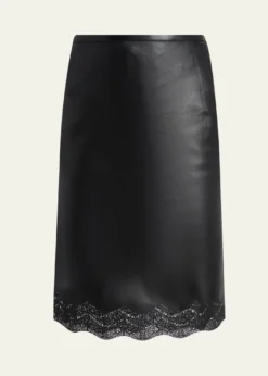 TOM FORDLace Laser-Cut Leather Skirt