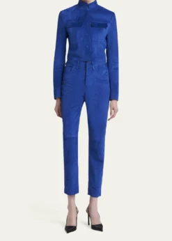 TOM FORDLamb Suede Slim-Leg Ankle Pants