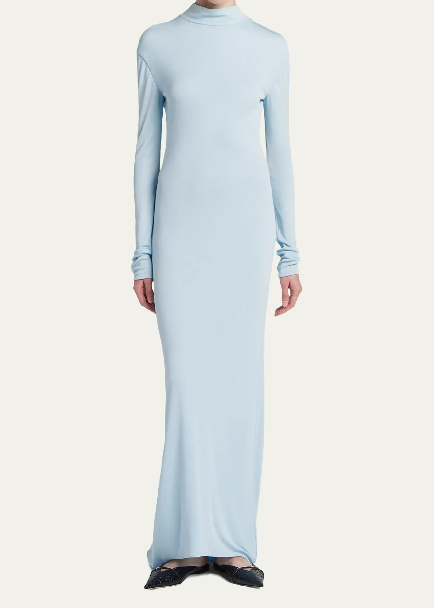 TOM FORDLong-Sleeve Twisted Open-Back Crepe Jersey Gown