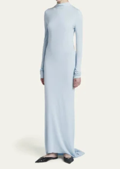 TOM FORDLong-Sleeve Twisted Open-Back Crepe Jersey Gown
