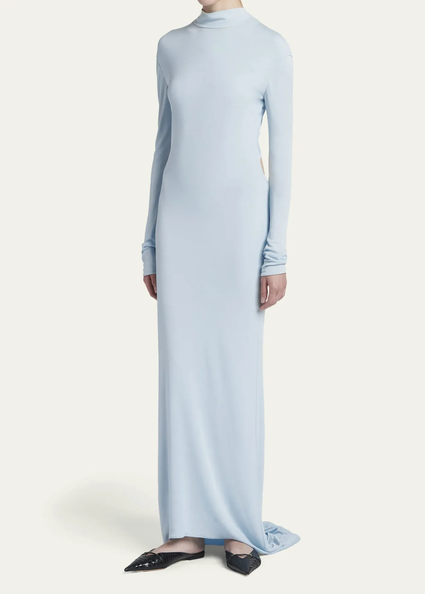 TOM FORDLong-Sleeve Twisted Open-Back Crepe Jersey Gown