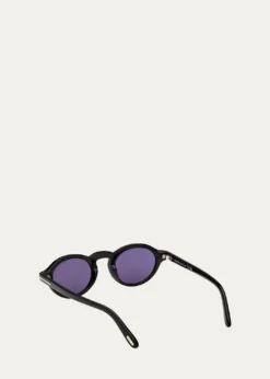 TOM FORDMen's Aristotele-02 Acetate Round Sunglasses