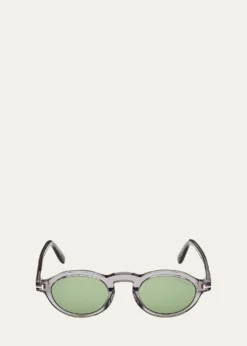 TOM FORDMen's Aristotele-02 Acetate Round Sunglasses
