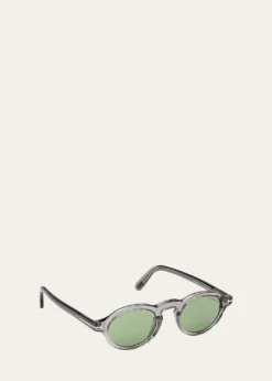 TOM FORDMen's Aristotele-02 Acetate Round Sunglasses