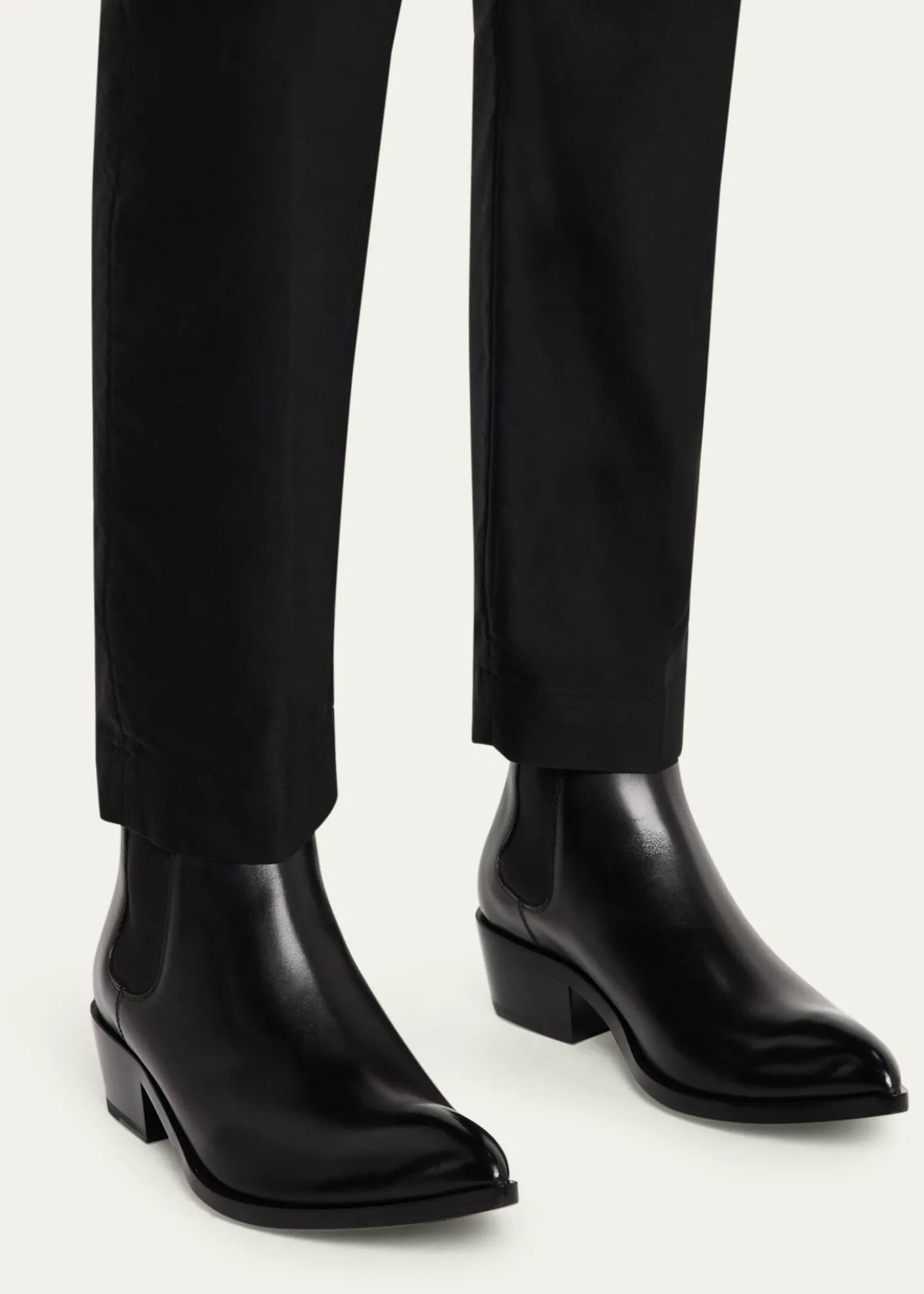 TOM FORDMen's Burnished Leather Chelsea Boots