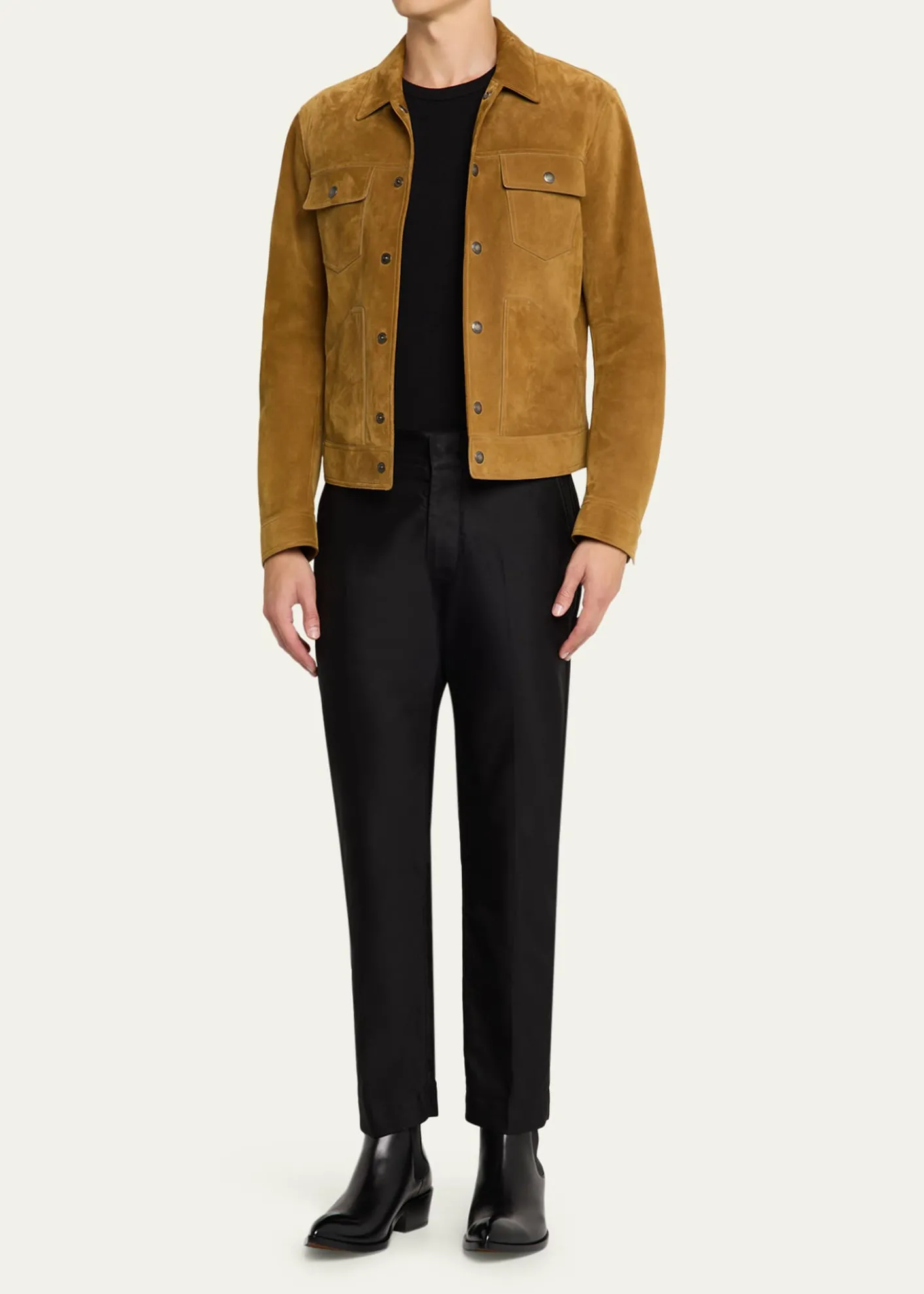 TOM FORDMen's Burnished Leather Chelsea Boots