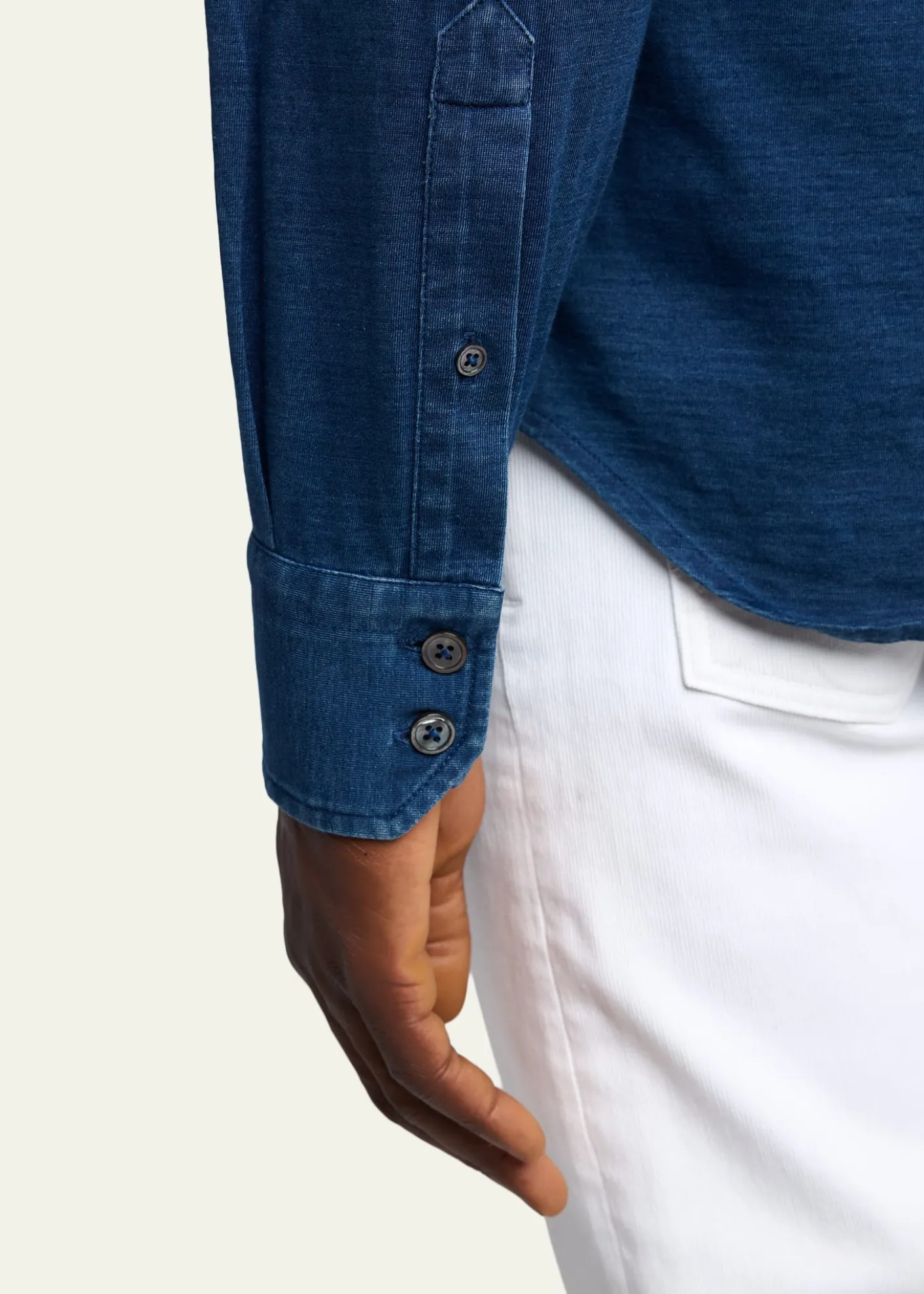 TOM FORDMen's Cotton Denim Point-Collar Button-Down Shirt