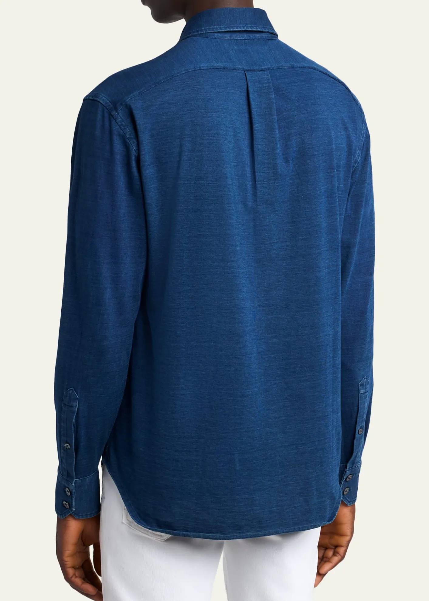TOM FORDMen's Cotton Denim Point-Collar Button-Down Shirt
