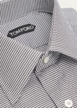 TOM FORDMen's Cotton Micro-Houndstooth Dress Shirt