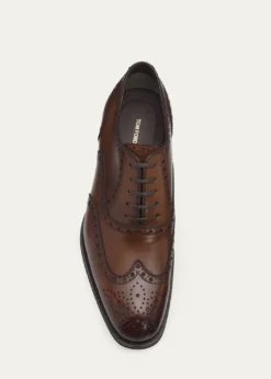 TOM FORDMen's Edgar Burnished Leather Brogue Oxford Shoes