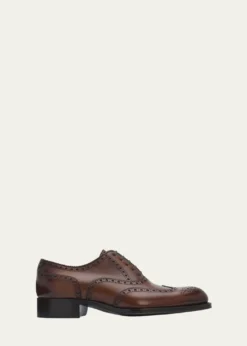 TOM FORDMen's Edgar Burnished Leather Brogue Oxford Shoes