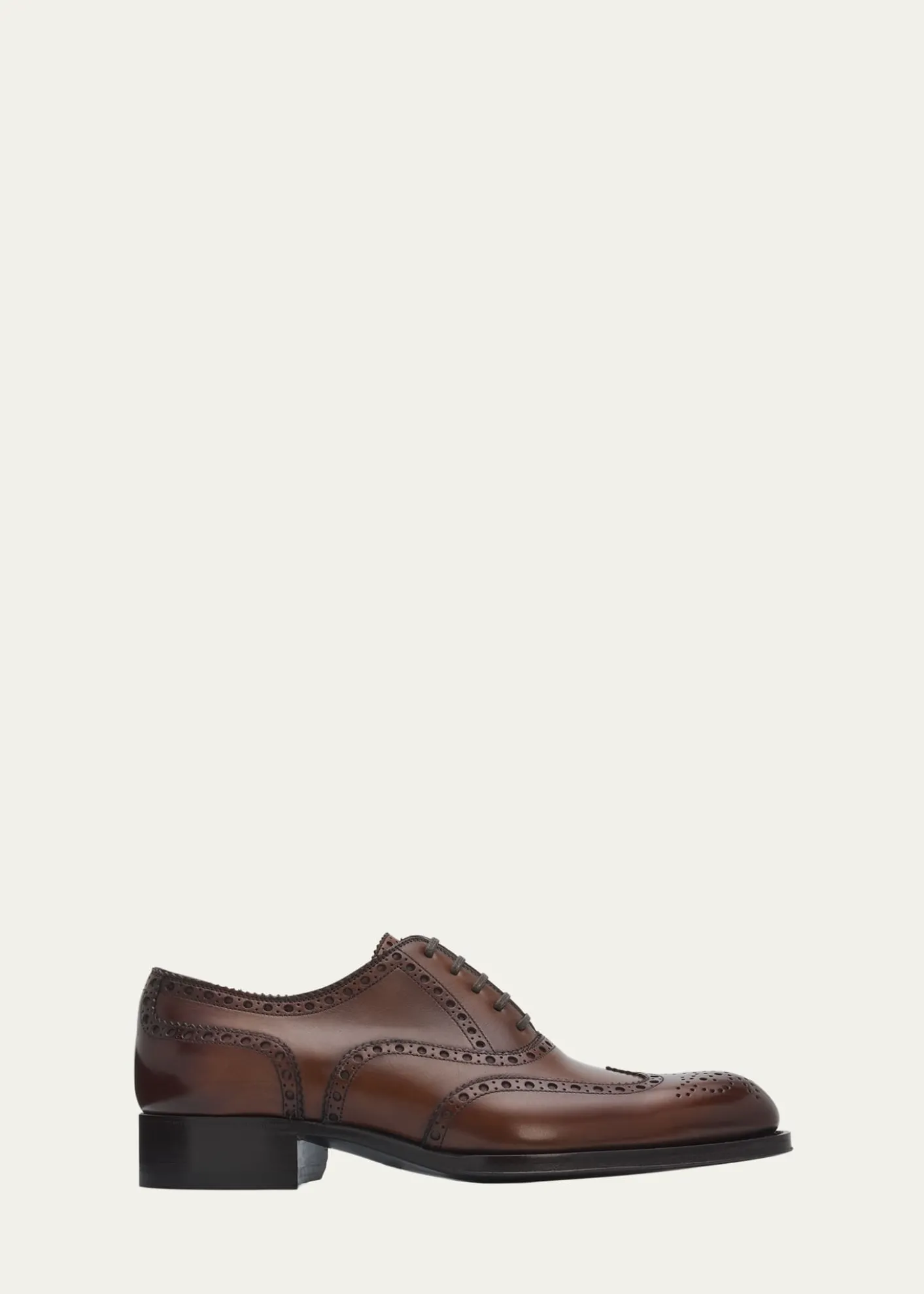 TOM FORDMen's Edgar Burnished Leather Brogue Oxford Shoes