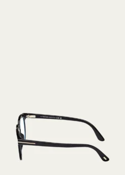 TOM FORDMen's FT5993-BM Round Blue-Block Optical Frames with Magnetic Sunglasses Clip