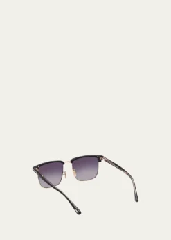 TOM FORDMen's FT0997-Hudson Half-Rim Square Sunglasses