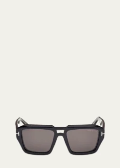 TOM FORDMen's FT1202M Acetate Rectangle Sunglasses