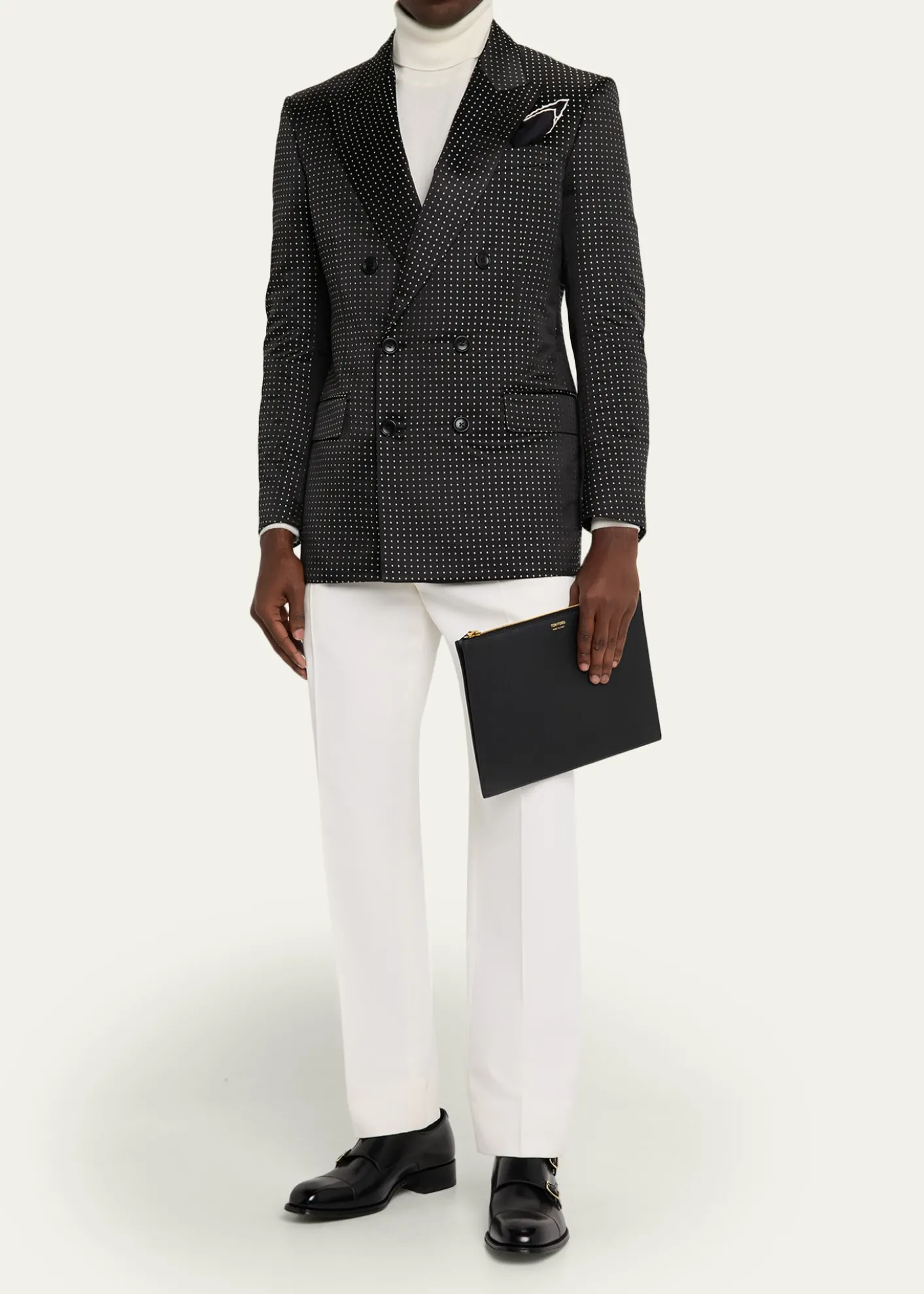 TOM FORDMen's Leather Flat Pouch with Strap