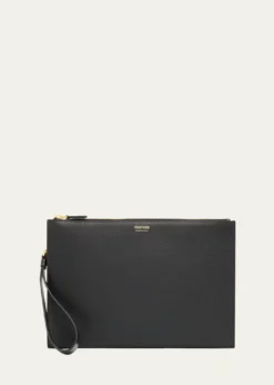 TOM FORDMen's Leather Flat Pouch with Strap