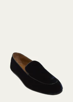 TOM FORDMen's Leo Velvet Apron-Toe Slippers