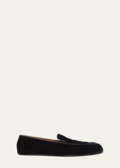 TOM FORDMen's Leo Velvet Apron-Toe Slippers