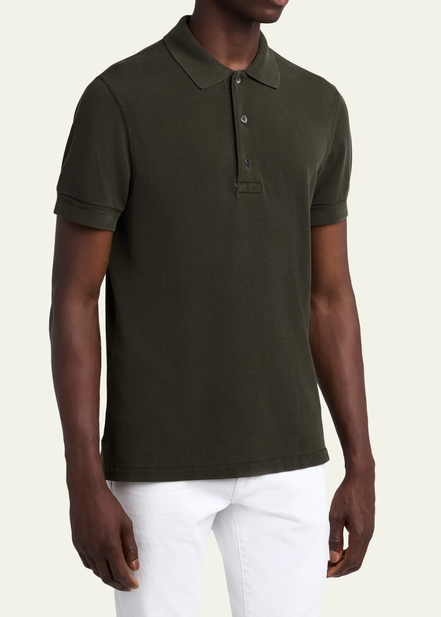 TOM FORDMen's Lyocell Pique Polo Shirt