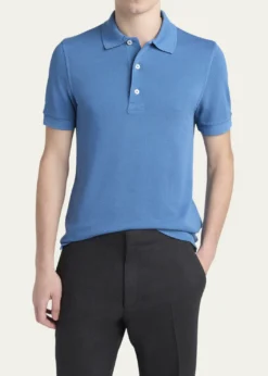 TOM FORDMen's Lyocell Pique Polo Shirt