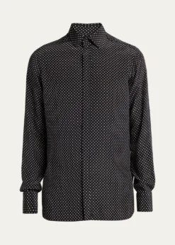 TOM FORDMen's Lyocell Polka Dot French Cuff Sport Shirt
