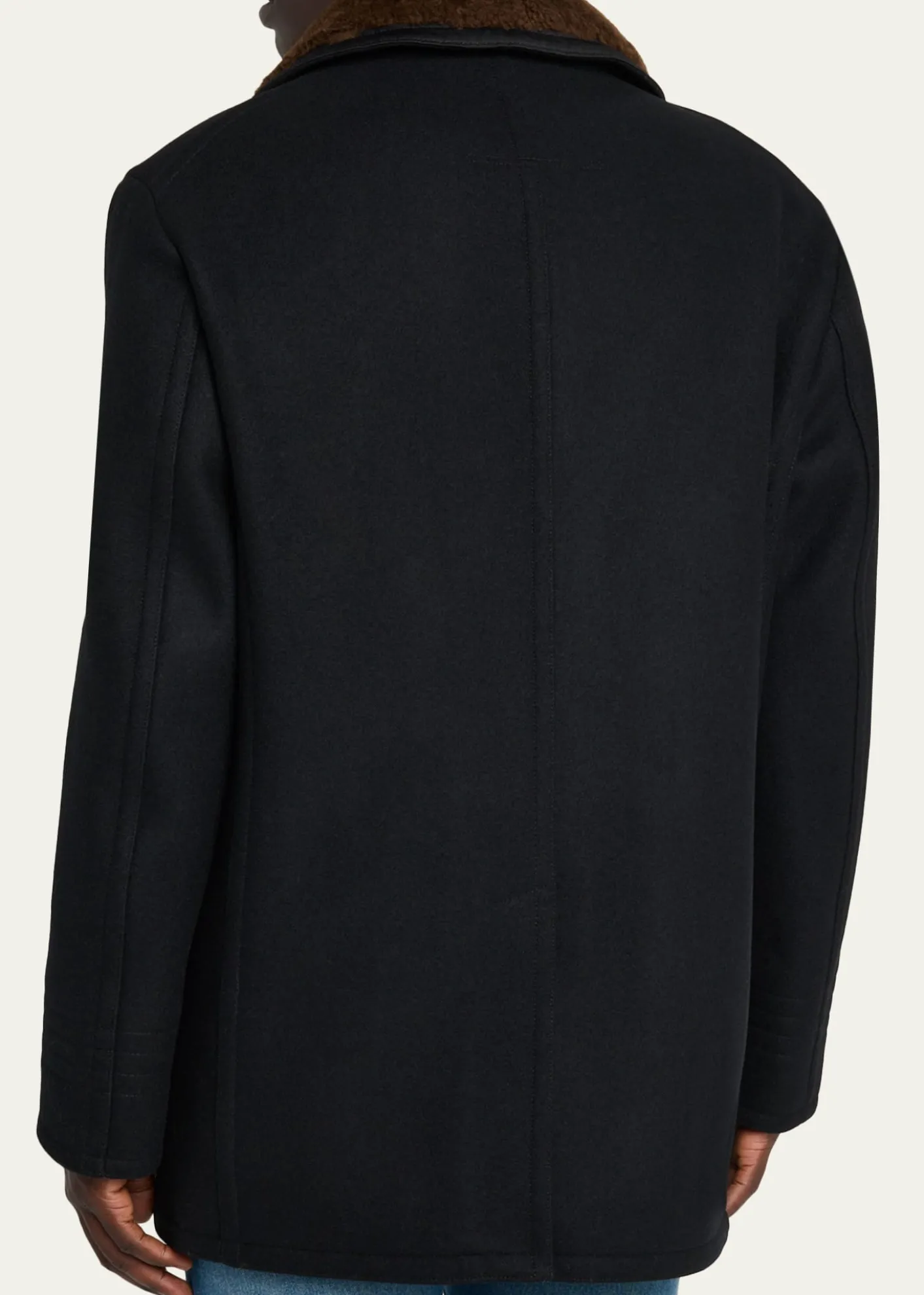 TOM FORDMen's Melton Wool Shearling Double-Breasted Peacoat