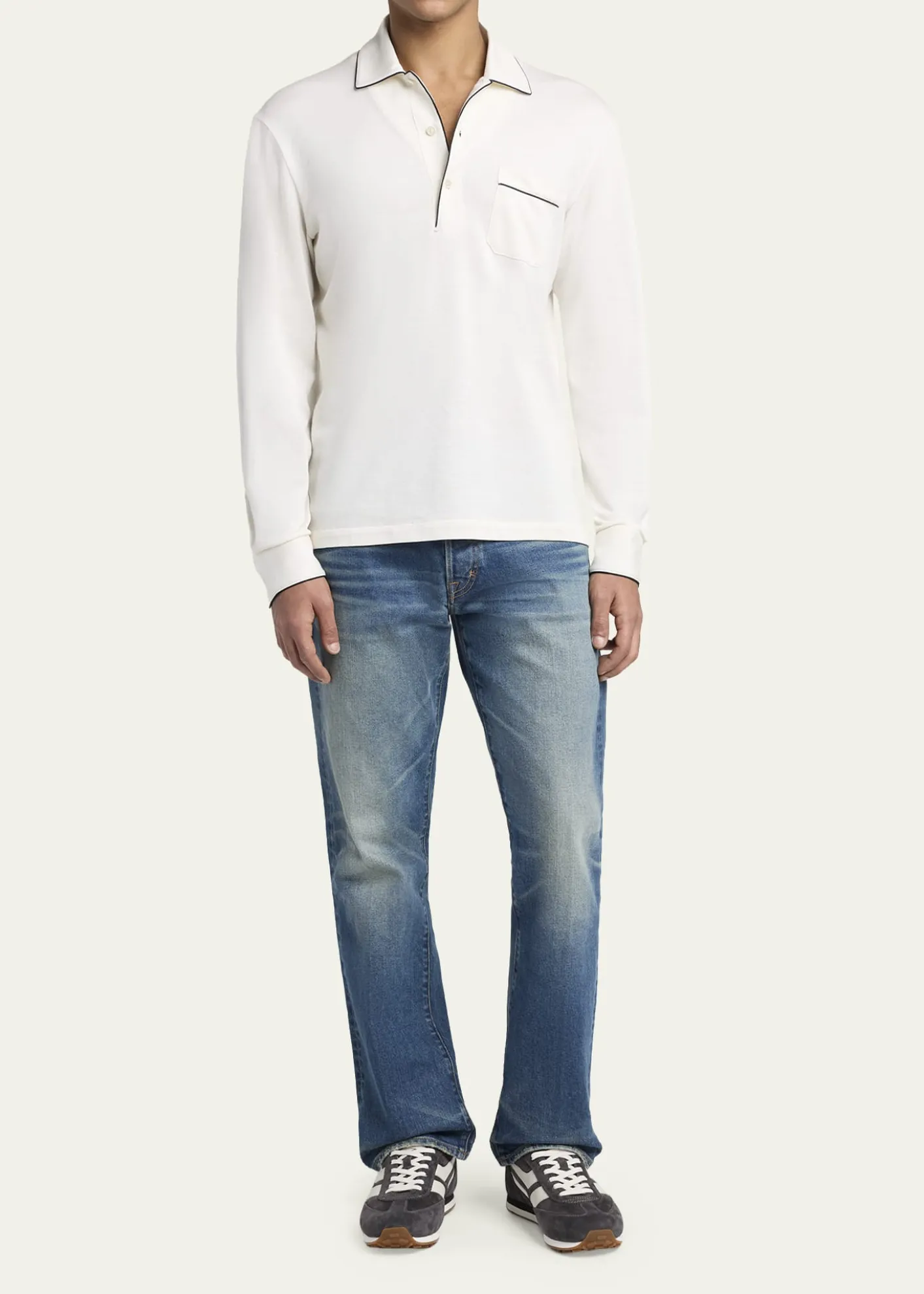 TOM FORDMen's Mick Suede and Leather Low-Top Sneakers