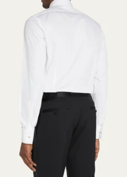 TOM FORDMen's Pleated Bib-Front Cotton Dress Shirt