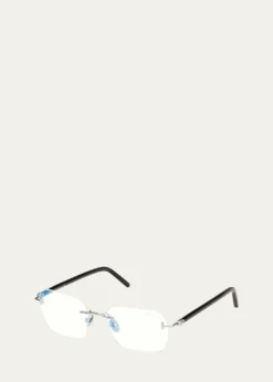 TOM FORDMen's Rimless Rectangle Blue Light-Blocking Glasses
