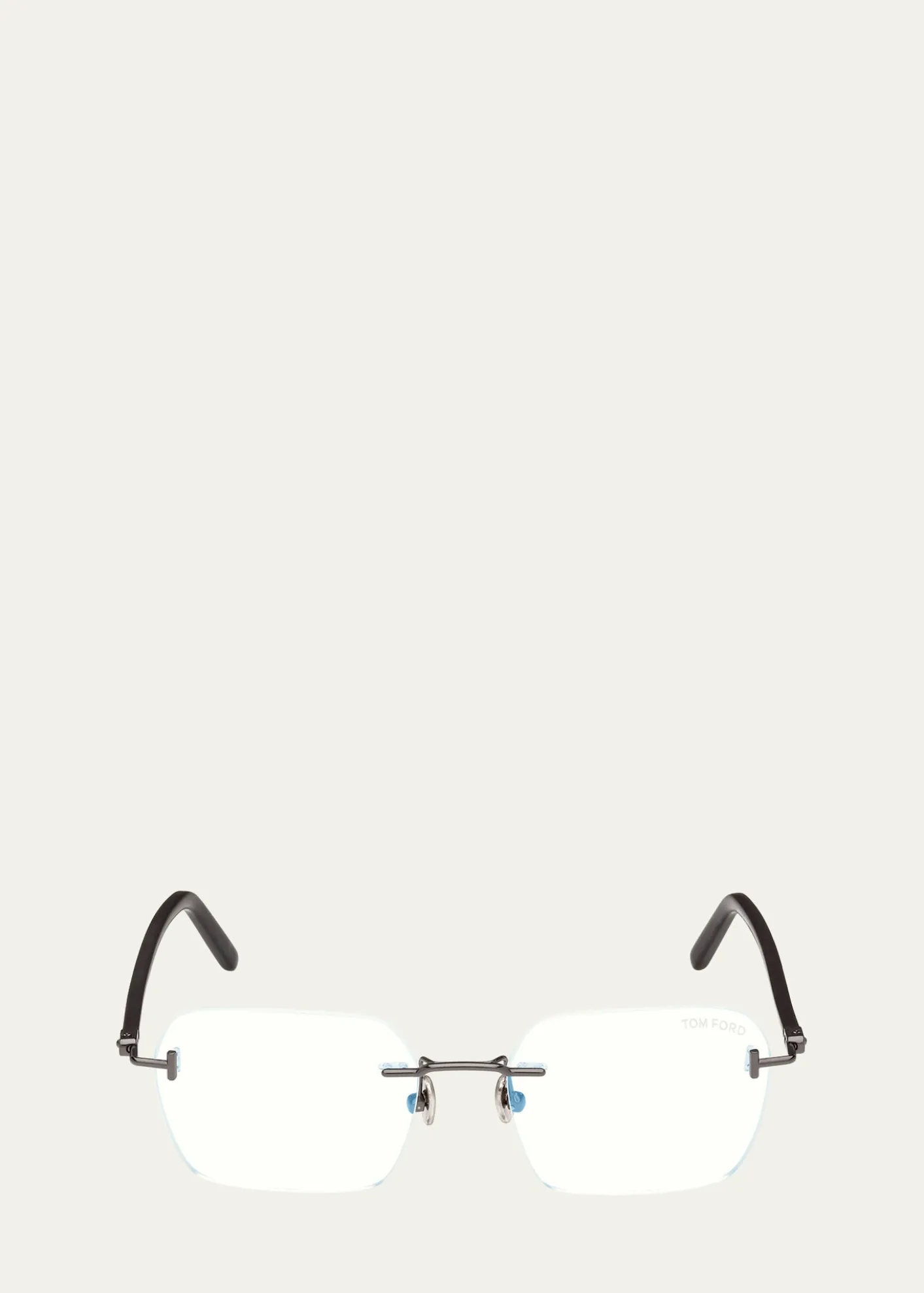 TOM FORDMen's Rimless Rectangle Blue Light-Blocking Glasses
