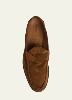 TOM FORDMen's Ripley Suede Twist-Strap Loafers